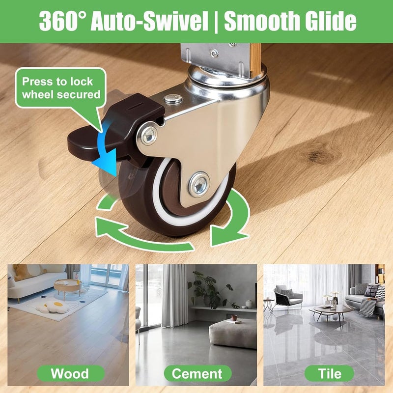ZUOFANG 1 Inch Small Caster Wheels Set of 4, L-Bracket Casters Low Profile Side Mount Casters, Swivel Rubber Castors for Furniture, Underbed Drawer, DIY Project, Capacity Lbs: 97 Lbs (with 2 Brakes) - Image 5